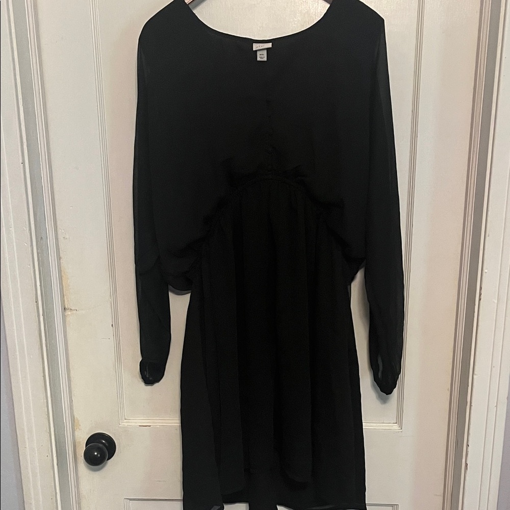 a new day Black Long Sleeve Midi Dress